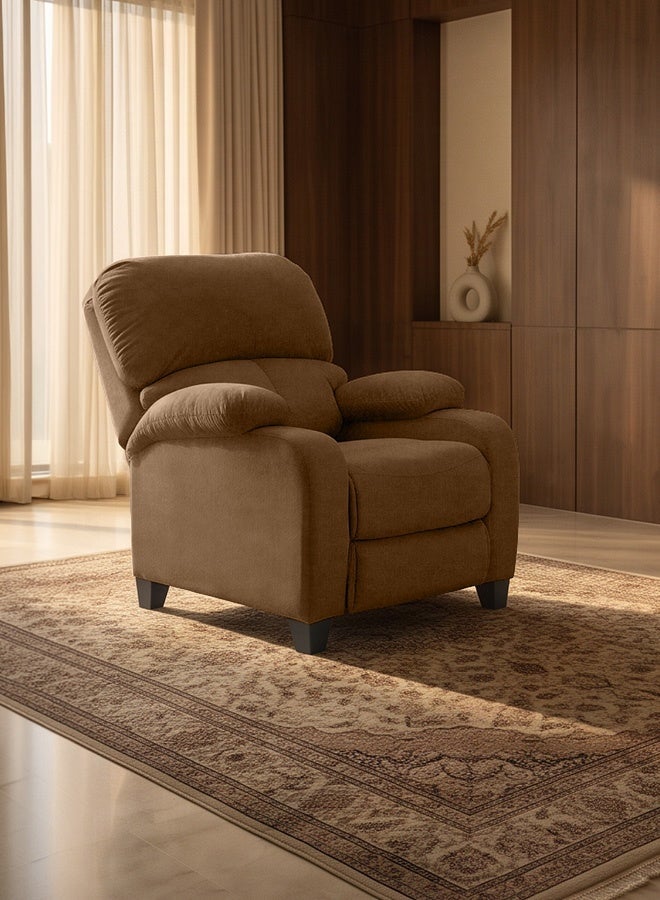 إن - هاوس NZ71 | كرسي استرخاء ثابت منجد بالمخمل - 90×85×95 سم - بني فاتح - Image 1