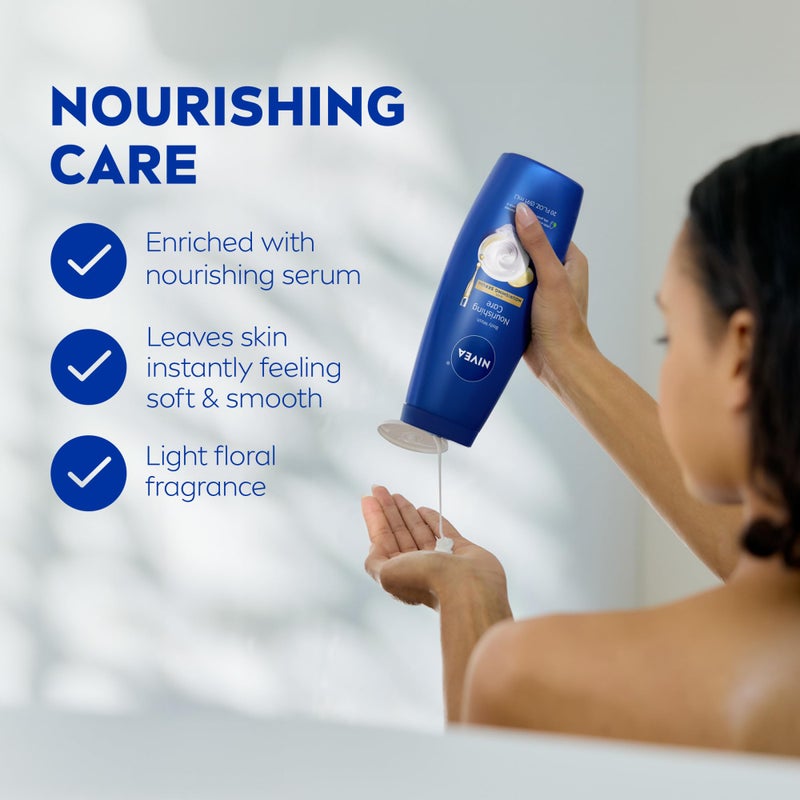 NIVEA Nourishing Care Body Wash with Nourishing Serum, Moisturizing Body Wash for Women, Enriched with Provitamin B5 and Vitamin E, 20 Fl Oz Bottle, Pack of 3 - Image 3