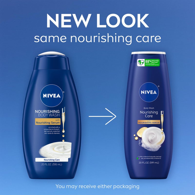NIVEA Nourishing Care Body Wash with Nourishing Serum, Moisturizing Body Wash for Women, Enriched with Provitamin B5 and Vitamin E, 20 Fl Oz Bottle, Pack of 3 - Image 2