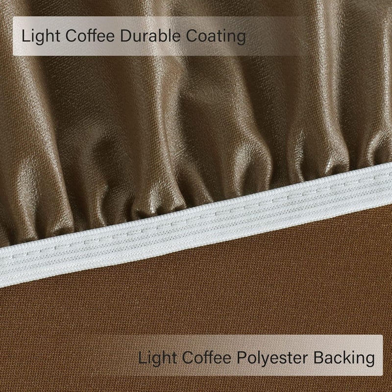 Obstal Fitted Round Table Cloth, Reversible Waterproof Stain Resistant Elastic Stretch Tablecloth, Wipe Clean Table Cover for Outdoor/Indoor Use, Fits Round Tables up to 32" - 36" Diameter, Coffee - Image 3