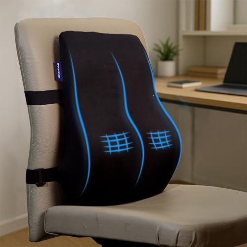 WELLGIVER Gel Memory Foam Lumbar Support Pillow for Office Chair & Car Seat – Ergonomic Back Cushion for Lower Back Pain Relief, Posture Support & Comfortable Long Sitting - Image 1
