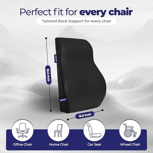 WELLGIVER Gel Memory Foam Lumbar Support Pillow for Office Chair & Car Seat – Ergonomic Back Cushion for Lower Back Pain Relief, Posture Support & Comfortable Long Sitting - Image 2