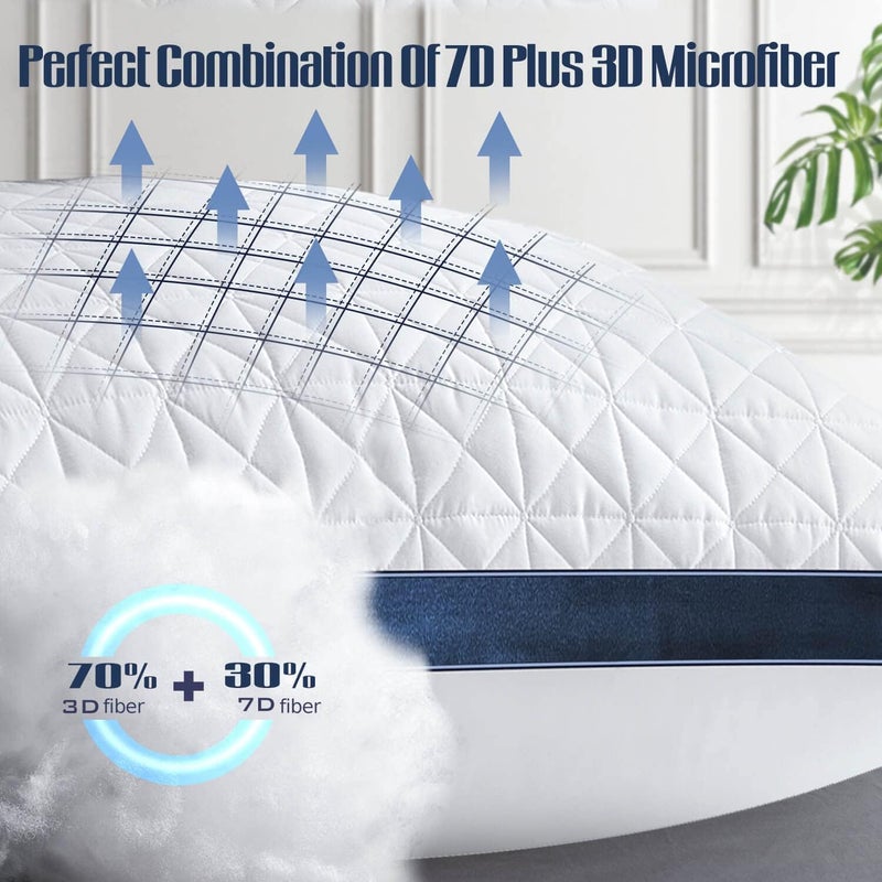 Slybear Pillows Standard Size Set of 2 Cooling Hotel Luxury Bed Pillows for Sleeping 2 Pack, Supportive Breathable Down Alternative Gusset Standard Pillow for Side Stomach or Back Sleepers - Image 2