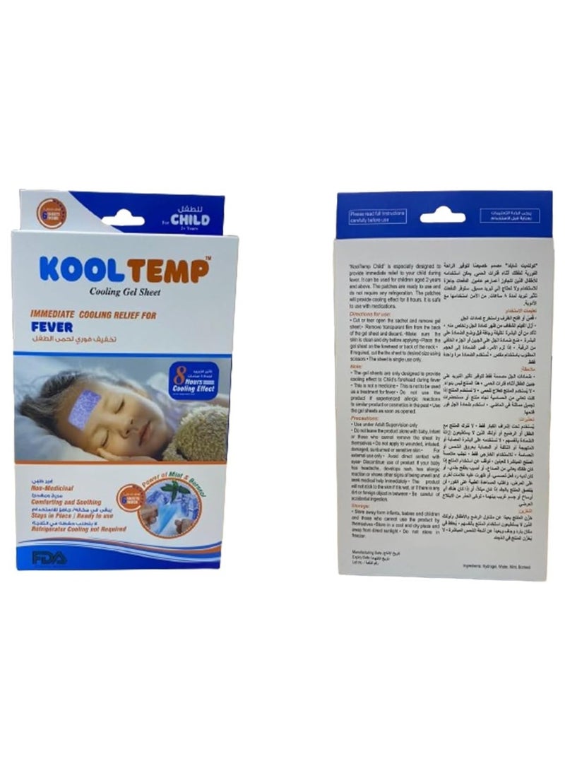 Kool Temp Cooling Gel Sheet Baby's Fever 6 Sheets - Image 2
