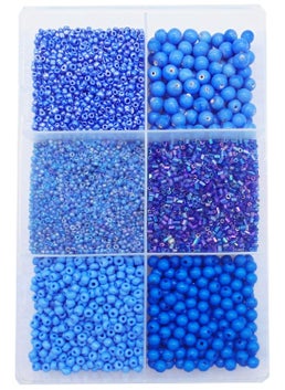 eshoppee eshoppee Handmade Lampwork Fancy Glass Beads, Seed Beads Pot, Sequins Sitara, Glitter Sequins Rhinestones Chandla Beads for Jewellery Making Kit (Turquoise 2)  - Image 1