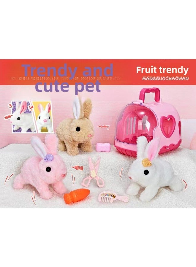 Mango Tide Play MG-001 Electric Walking Sound Plush Pet Parent-child Interaction Small Rabbit Portable Toys Wholesale-color:MG-001 Mango Trendy Pet Rabbit (random Color) - Image 1