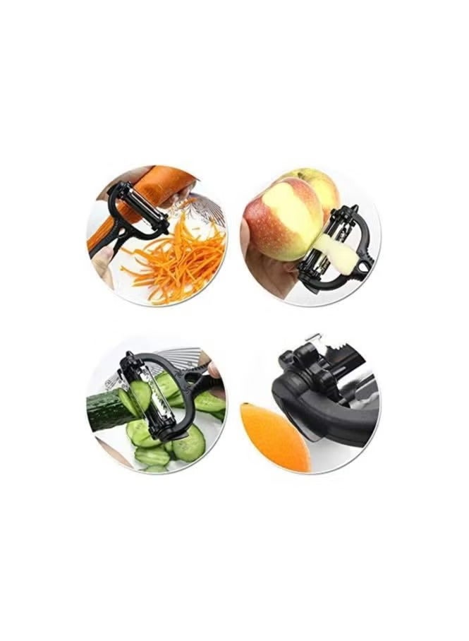 مقشرة خضار وفواكه 3 في 1 من الستانلس ستيل – متعددة الوظائف (قطاعة مستقيمة، مشرشرة، جوليان) – قطعة واحدة( متعدد الألوان) - Image 5
