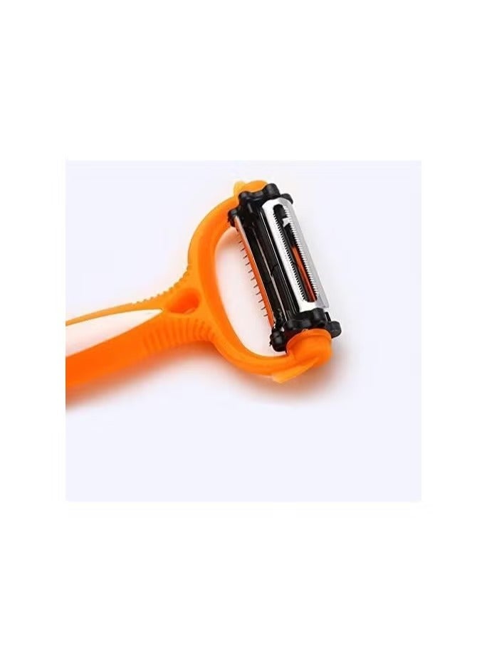 مقشرة خضار وفواكه 3 في 1 من الستانلس ستيل – متعددة الوظائف (قطاعة مستقيمة، مشرشرة، جوليان) – قطعة واحدة( متعدد الألوان) - Image 4