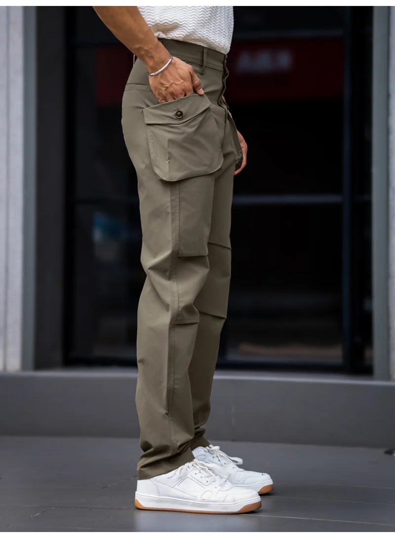 Maniac  Maniac Mens Solid Light Grey Submarine Cargo Flap Pocket for Men | Best Price UAE