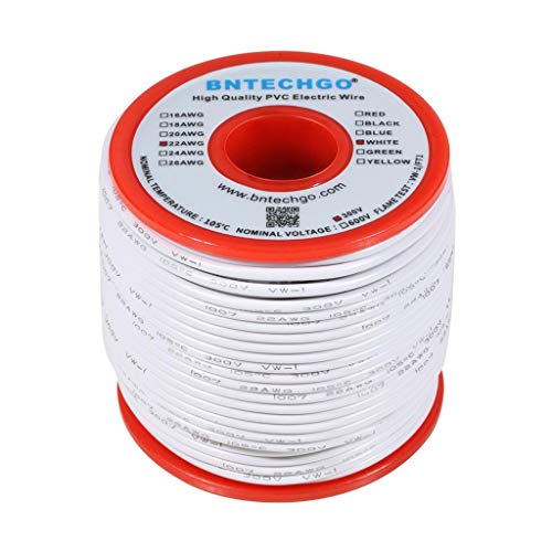 BNTECHGO 22 Gauge PVC 1007 Solid Electric Wire White 100 ft 22 AWG 1007 Hook Up Tinned Copper Wire - Image 3
