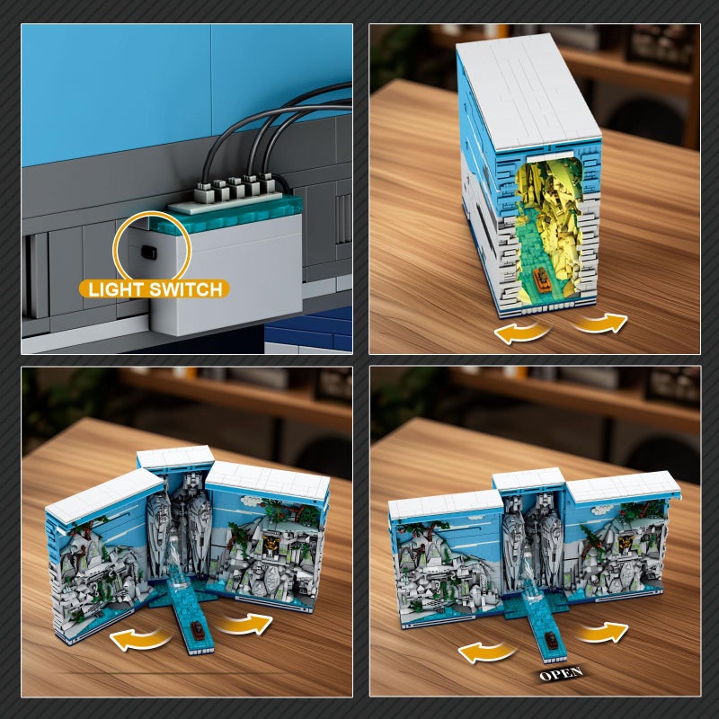 Reobrix Books of The Kings Bookshelf Set with Light, Book House Building Kit 66039, Bookshelf Home Decor, Movie Theme Style, 3307 PCS Bookshelf Model Playset, Gift for Boys Girls 14+ and Adults - Image 4