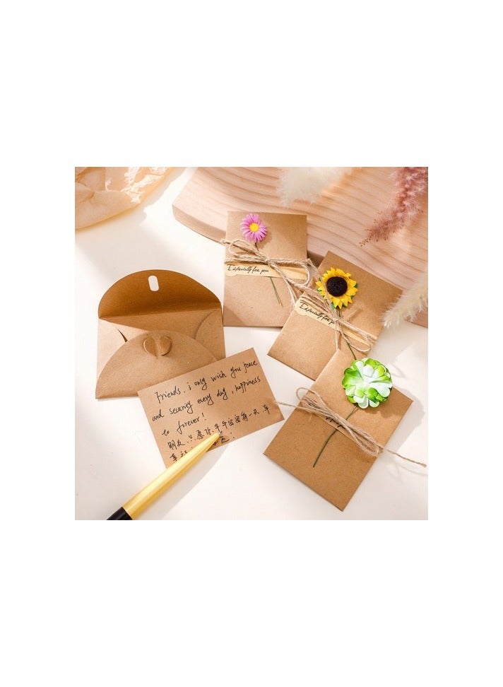10 Pack Greeting Card,Handmade Greeting Cards Set with Envelopes, Dried Flowers, Stickers and Twine – Blank Kraft Paper Cards for Birthday, Wedding, Thank You, Valentine’s Day - Image 5