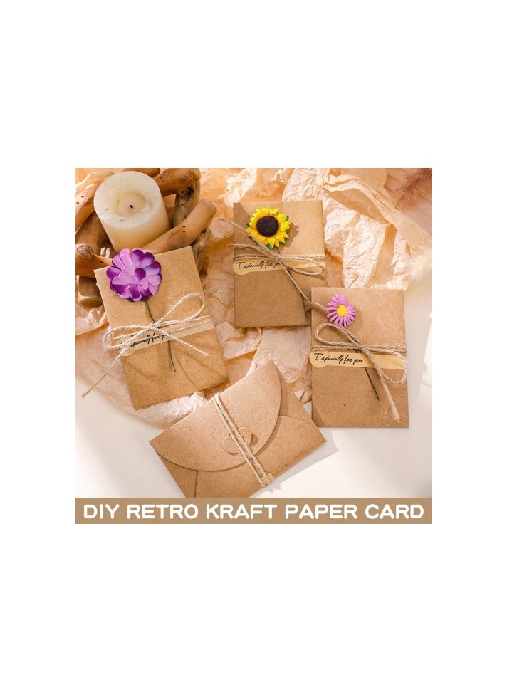 10 Pack Greeting Card,Handmade Greeting Cards Set with Envelopes, Dried Flowers, Stickers and Twine – Blank Kraft Paper Cards for Birthday, Wedding, Thank You, Valentine’s Day - Image 2