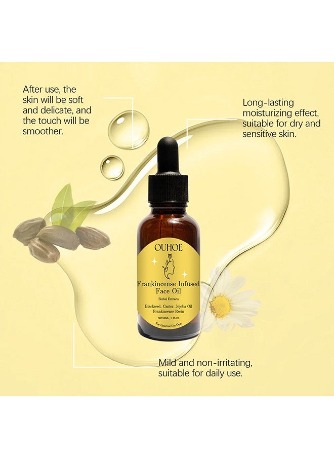 OUHOE - Frankincense Infused Face Oil,Frankincense Resin Infused Oil For Face,Organic Black Seed Castor & Jojoba Oils,Frankincense Resin Oil Essential,Cold Pressed Serum Anti-Aging Wrinkle 30ml - Image 1