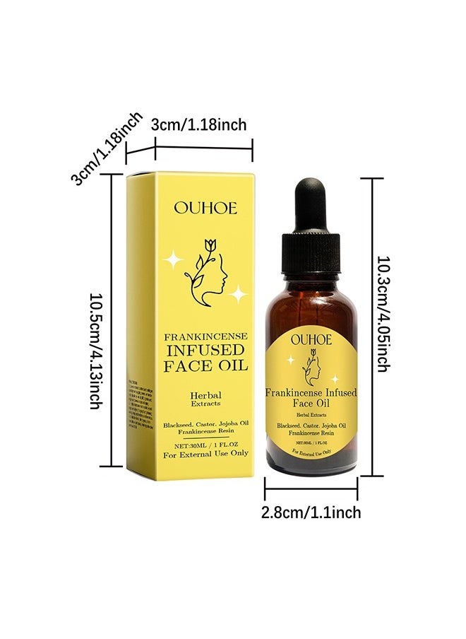 OUHOE - Frankincense Infused Face Oil,Frankincense Resin Infused Oil For Face,Organic Black Seed Castor & Jojoba Oils,Frankincense Resin Oil Essential,Cold Pressed Serum Anti-Aging Wrinkle 30ml - Image 1