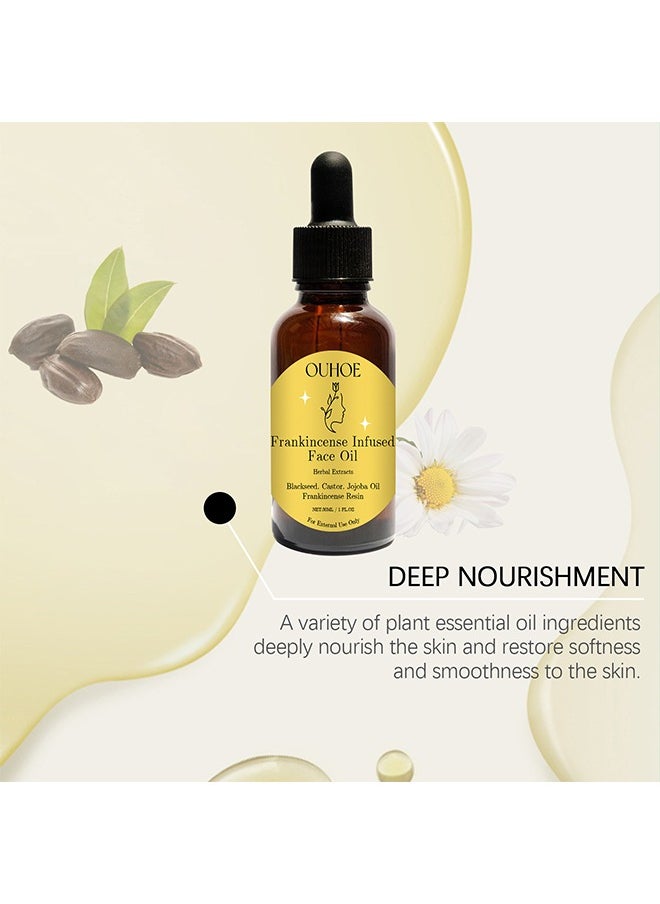 OUHOE - Frankincense Infused Face Oil,Frankincense Resin Infused Oil For Face,Organic Black Seed Castor & Jojoba Oils,Frankincense Resin Oil Essential,Cold Pressed Serum Anti-Aging Wrinkle 30ml - Image 1
