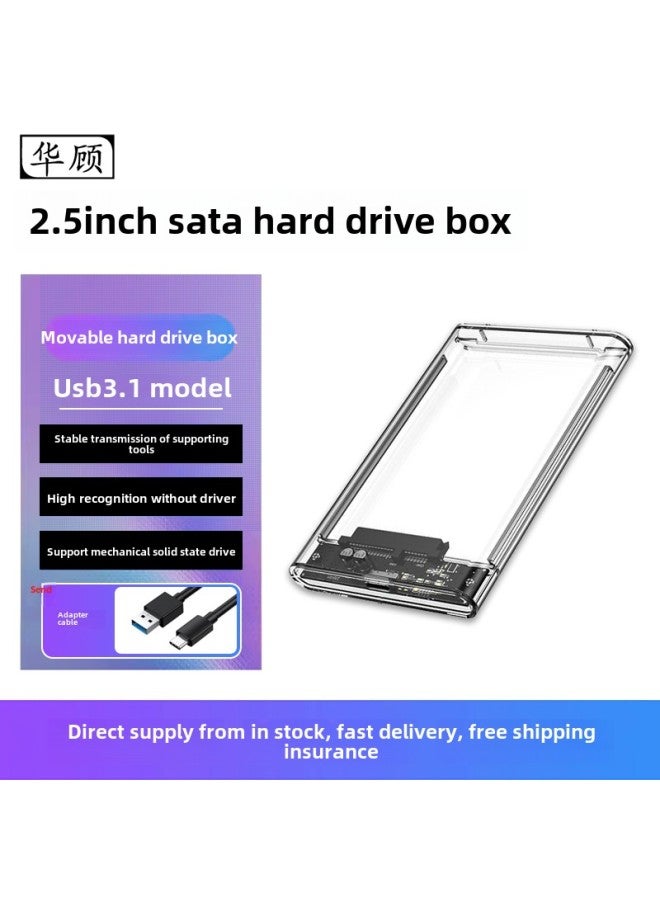 2.5 Inch Notebook Mobile Hard Disk Box Hard Disk External Box USB3.1 Mechanical Solid State Drive Ssd Transmission Bz-Color:▓Usb3.1 Transparent Model--free Usb Cable░ - Image 1