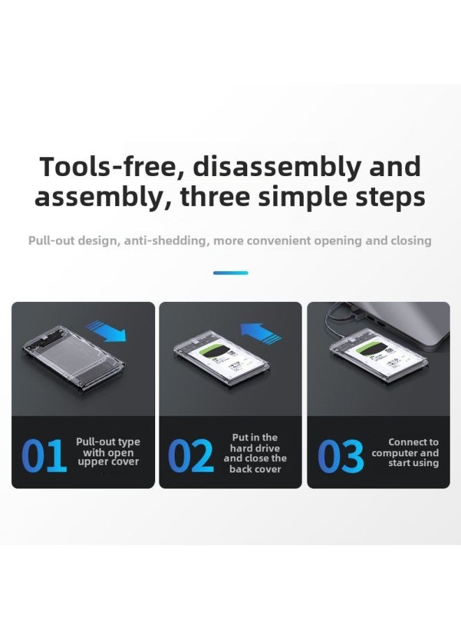 2.5 Inch Notebook Mobile Hard Disk Box Hard Disk External Box USB3.1 Mechanical Solid State Drive Ssd Transmission Bz-Color:▓Usb3.1 Transparent Model--free Usb Cable░ - Image 4