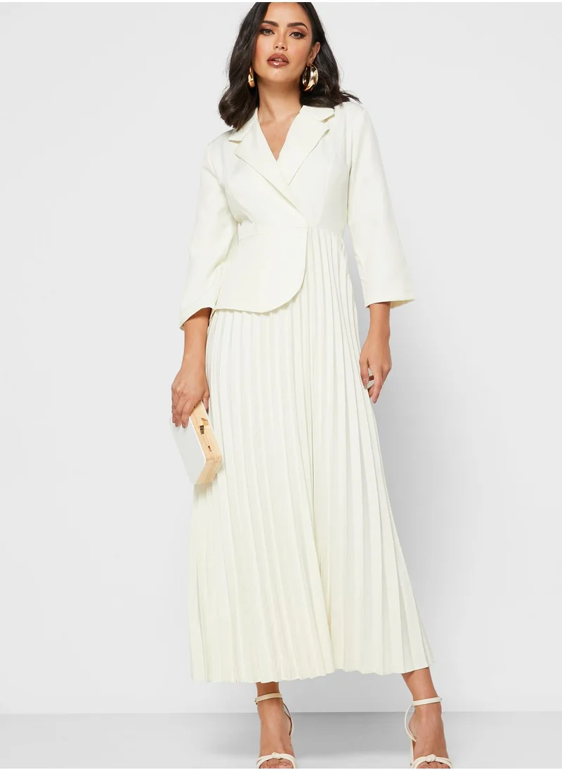 Khizana Wrap Front Pleated Skirt Midi Dress