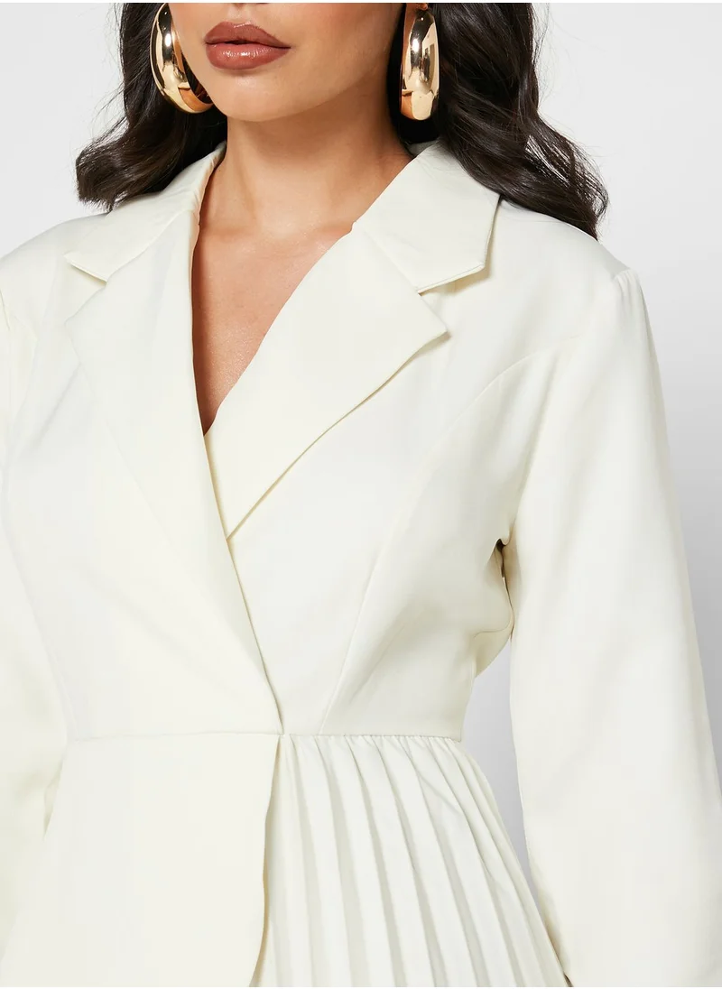 Khizana Wrap Front Pleated Skirt Midi Dress