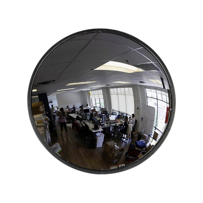 Vision Metalizers 12” Acrylic Convex Mirror, Round Indoor Security Mirror for the Garage Blind Spot, Store Safety, Warehouse Side View, and More, Wall Mirror for Personal or Office Use - Vision Metalizers,Black - Image 1