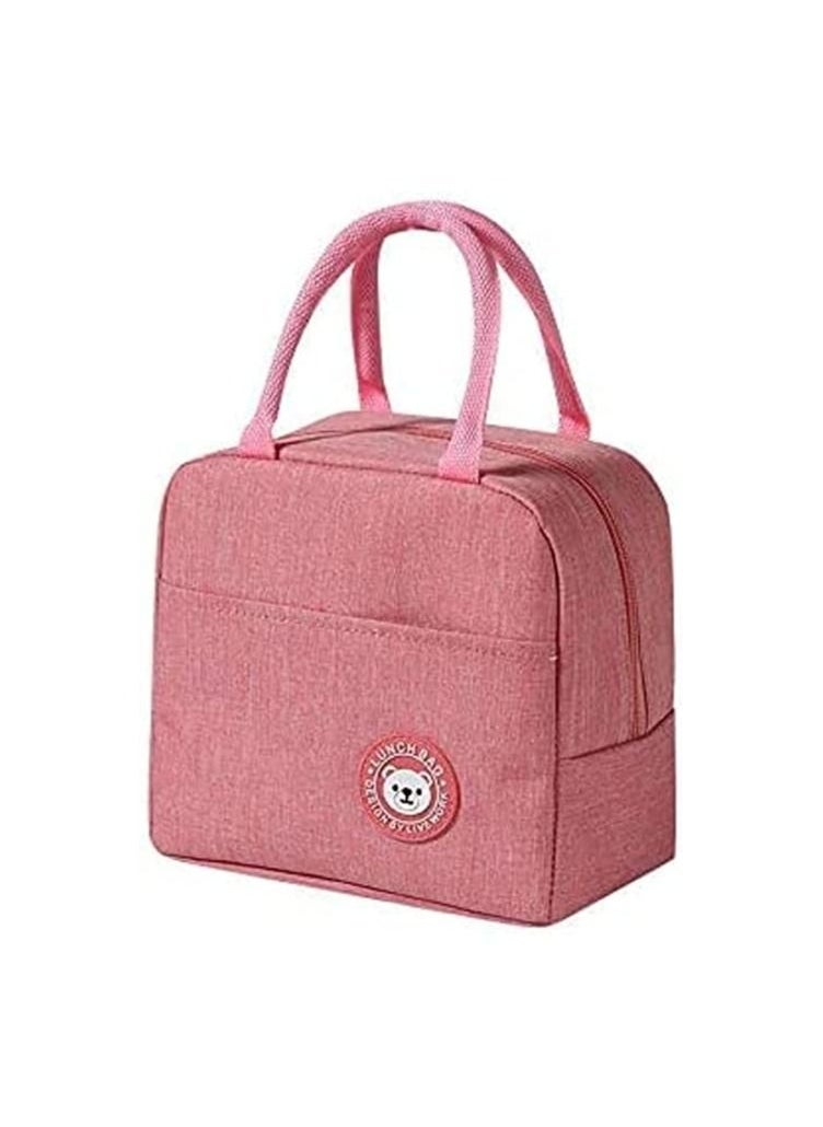 MahMir Lunch bag lunch box bag with Insulated Material for Women Man Office School College Beach Picnic Fishing Hiking Travel Cooler Tote Bag ( Pink )  - Image 1