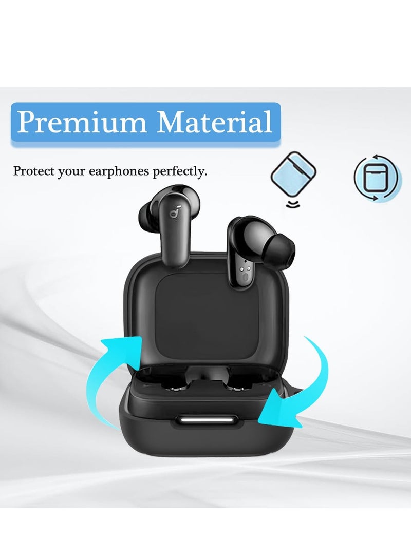 Silicone Case Cover Compatible with Anker Soundcore P30i True Wireless Earbuds, Protective Earphones Skin Cover with Keychain Hook, Charging Port Accessible, Front LED Visible  - Image 2