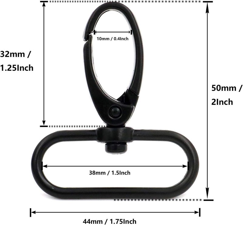 BIKICOCO 1-1/2'' Swivel Trigger Lever Push Gate Snap Hook Lobster Claw Clasp Spring Loaded Clip, Oval Ring Ended - Pack of 20 - Image 2