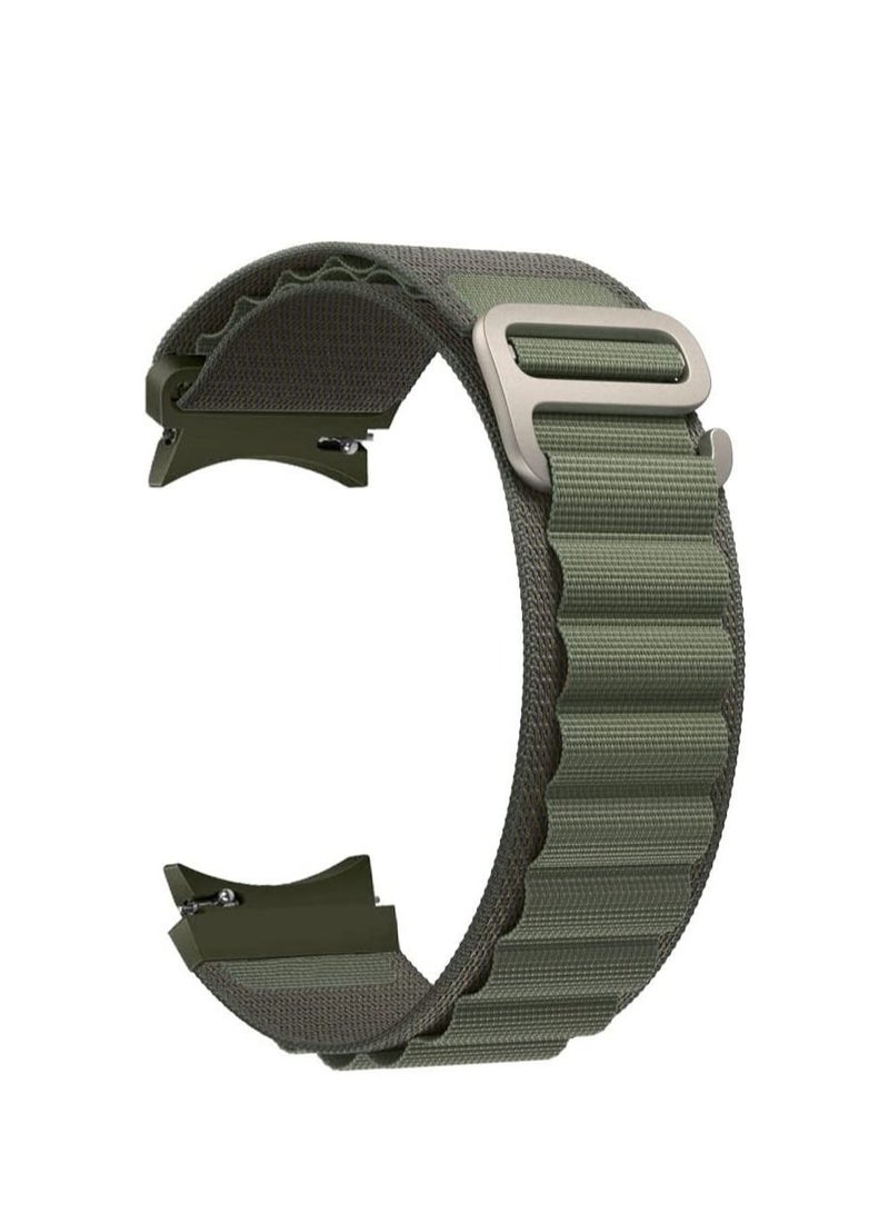 Watch 20mm Nylon Watch Band Compatible With Samsung Watch 5 Pro 45mm / Galaxy Watch 5 40mm 44mm / Galaxy Watch 4 40mm 44mm / Watch 4 Classic 42mm 46mm, Round Alpine Woven Sport Band For Men Women green - Image 1