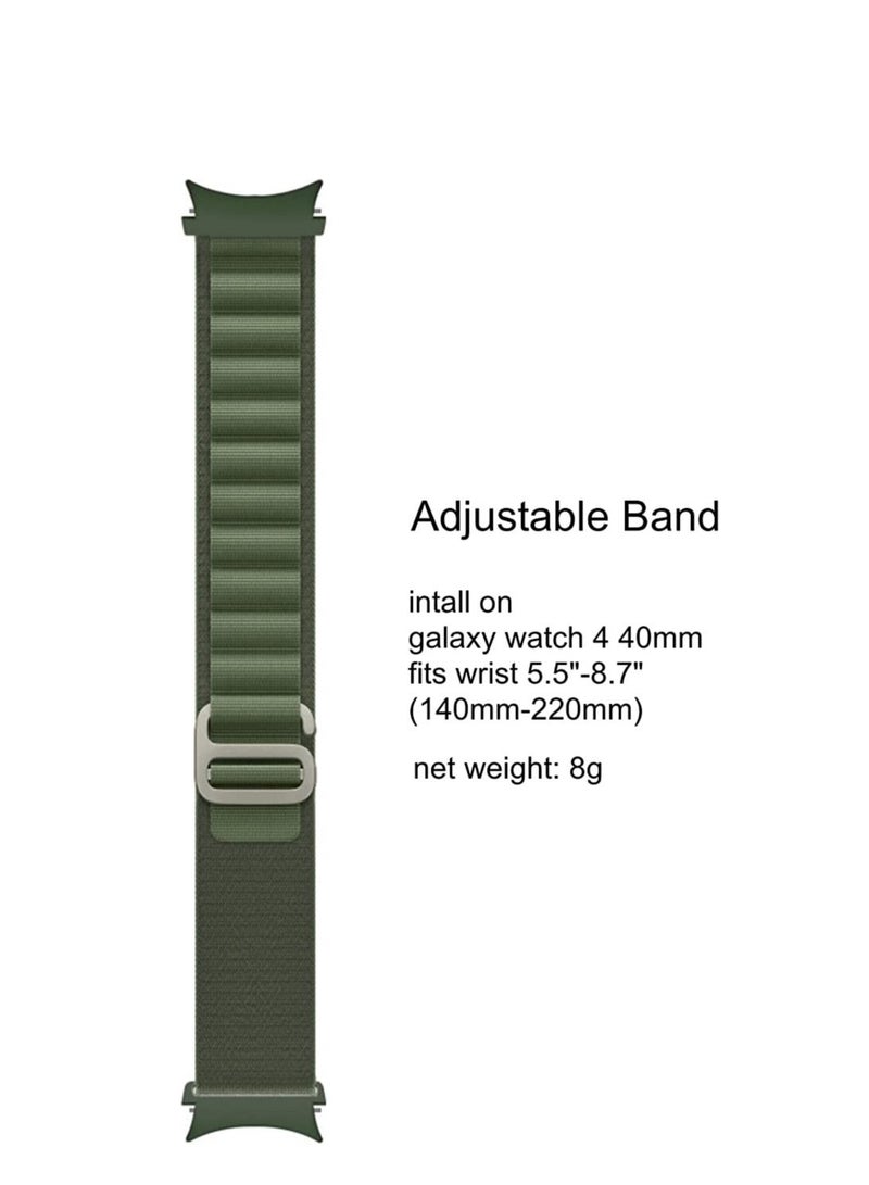 Watch 20mm Nylon Watch Band Compatible With Samsung Watch 5 Pro 45mm / Galaxy Watch 5 40mm 44mm / Galaxy Watch 4 40mm 44mm / Watch 4 Classic 42mm 46mm, Round Alpine Woven Sport Band For Men Women green - Image 2