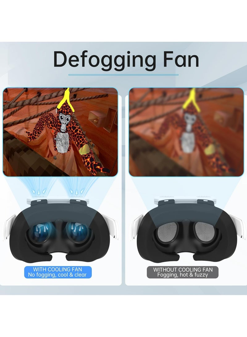 قناع مروحة تبريد لإكسسوارات ميتا/أوكولوس كويست 3، يقوم بتدوير التهوية للقضاء على تعفير الزجاج (قطن حريري ثلجي قابل للتنفس) 3 في 1 مع وسادة وجه 3 في 1 مع وسادة معززة لمرتدي النظارات - Image 2