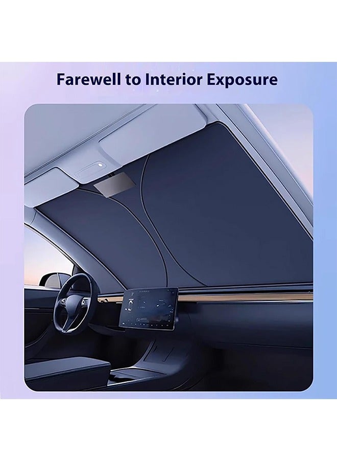 TodyJeyHo Car Titanium Silver Front Sunshade,Ultra-Light Curtains for Car Side Window Sun Protection Cover Foldable Anti Glare Heat Resistant,Large - Image 4