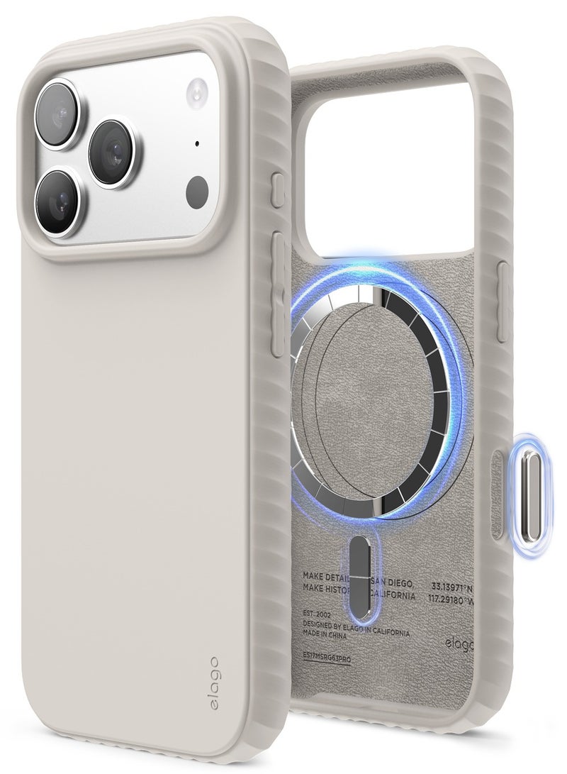 Elago Magnetic Ridge Silicone for iPhone 17 Pro case cover [Camera Control Button Cover] compatible with MagSafe Shockproof - Stone - Image 1