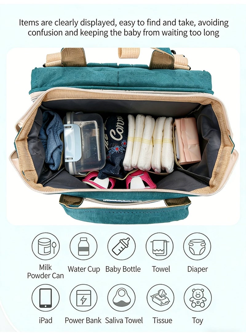 MIXDE Mommy bag, large capacity, mother, baby, baby. Mommy goes out, multifunctional folding bed bag, backpack, backpack, shoulders - Image 5