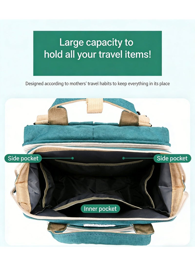 MIXDE Mommy bag, large capacity, mother, baby, baby. Mommy goes out, multifunctional folding bed bag, backpack, backpack, shoulders - Image 4