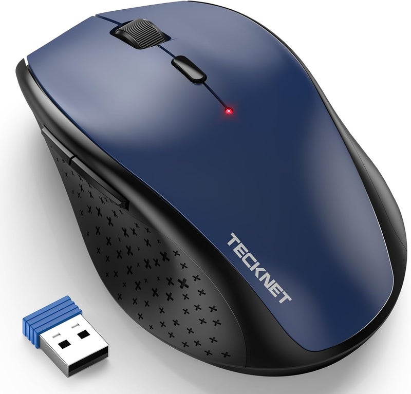 TECKNET Wireless Mouse, 2.4G USB Computer Mouse with 6-Level Adjustable 4800 DPI, 30 Months Battery, Ergonomic Grips, 6 Buttons Portable for PC, Chromebook, Mac - Blue - Image 1