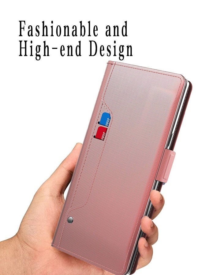 Huawei Nova Y91 Case Cover with Card Wallet Slots Bracket Holder TPU + PU Leather Flip Case Back Cover Equipped with a Small Mirror,Waterproof Anti Drop Anti Oil Phone Case for Huawei nova Y91  - Image 2