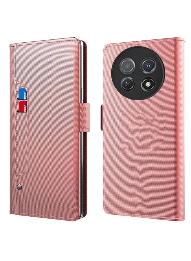 Huawei Nova Y91 Case Cover with Card Wallet Slots Bracket Holder TPU + PU Leather Flip Case Back Cover Equipped with a Small Mirror,Waterproof Anti Drop Anti Oil Phone Case for Huawei nova Y91  - Image 1