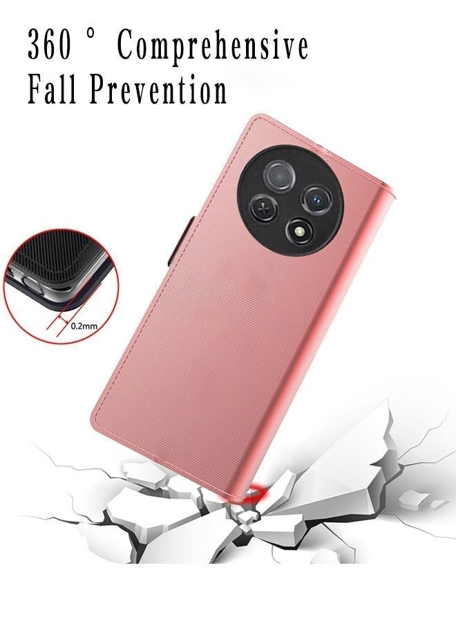 Huawei Nova Y91 Case Cover with Card Wallet Slots Bracket Holder TPU + PU Leather Flip Case Back Cover Equipped with a Small Mirror,Waterproof Anti Drop Anti Oil Phone Case for Huawei nova Y91  - Image 4