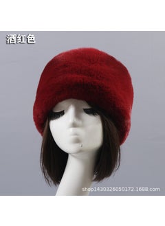 Generic Autumn Winter Faux Rabbit Fur Hat for Adults Wine red short fur flat top hat 