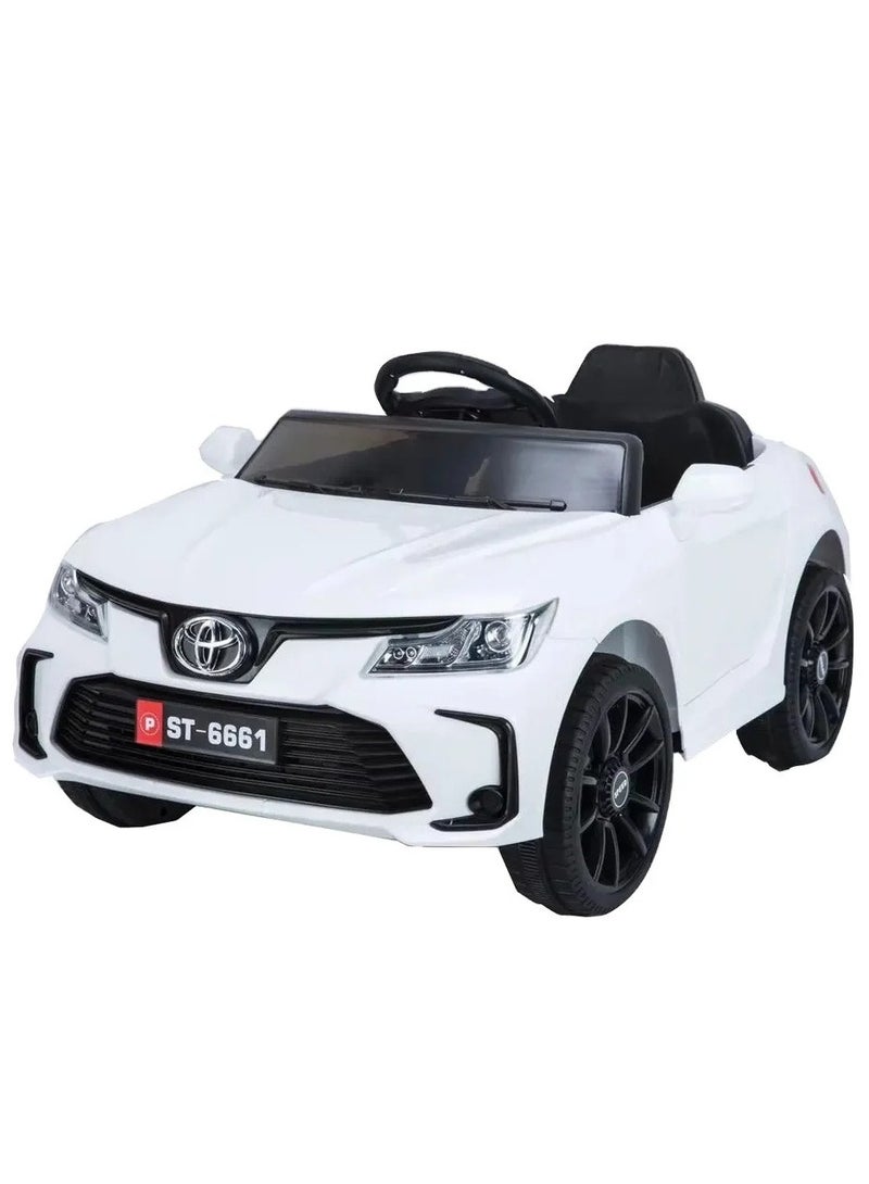 TOYOTA Kids Ride On Electric Carwith Remote Control 12V Battery Powered Leather Seat LED Lights Wheel Suspension Music Horn Portable Handle Ages 3 - Image 2