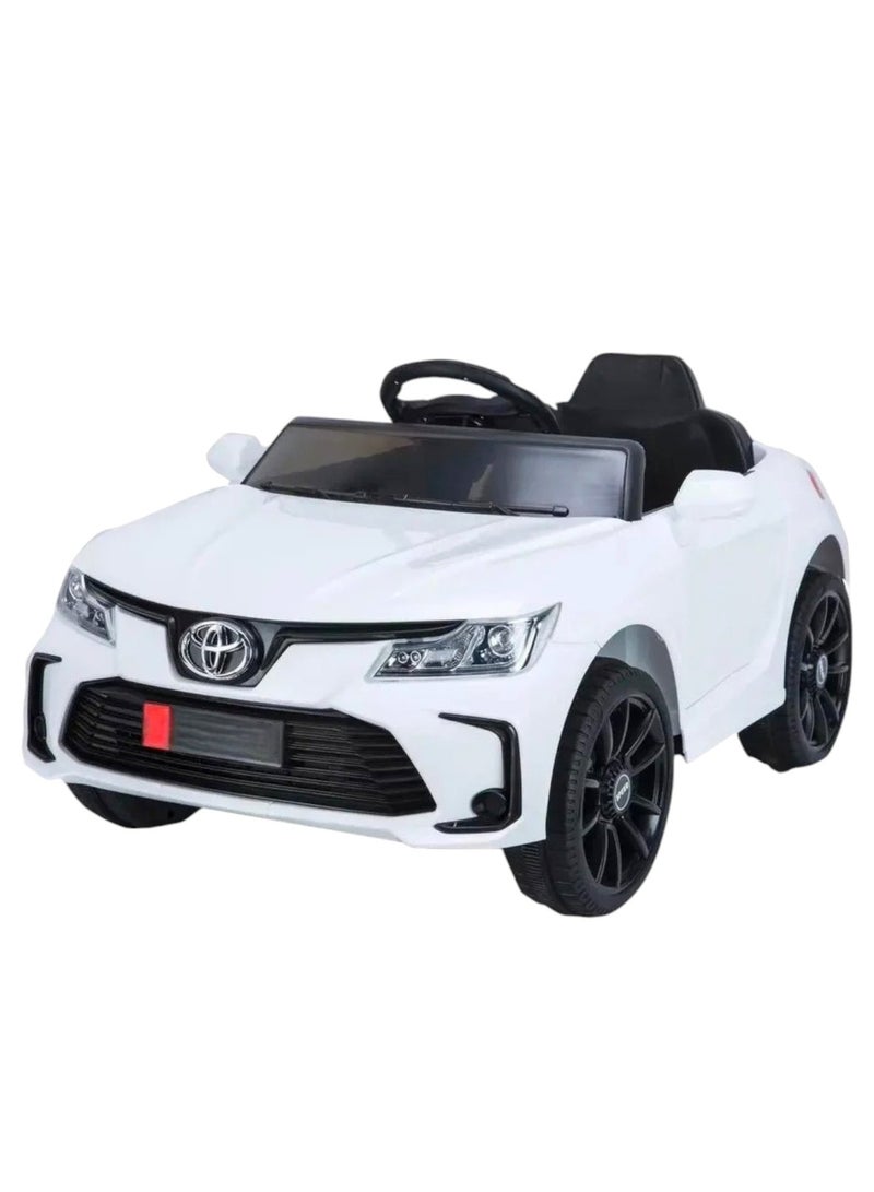 TOYOTA Kids Ride On Electric Carwith Remote Control 12V Battery Powered Leather Seat LED Lights Wheel Suspension Music Horn Portable Handle Ages 3 - Image 1