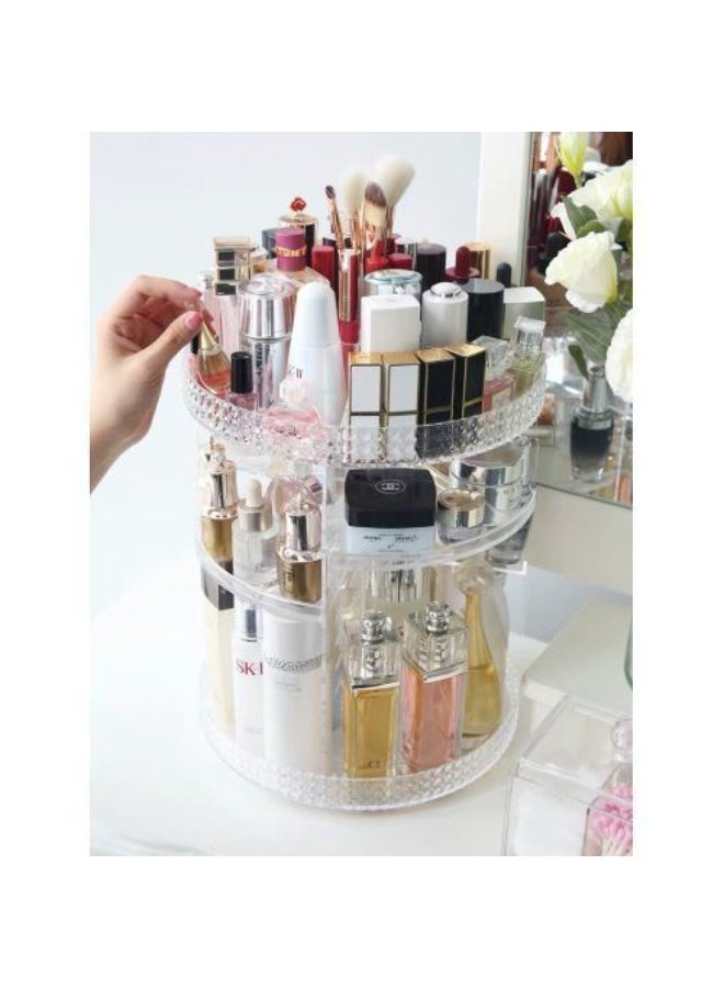 منظم مكياج دوار 360 درجة قابل للتعديل ومتعدد الوظائف من الاكريليك لتخزين مستحضرات التجميل - Image 4