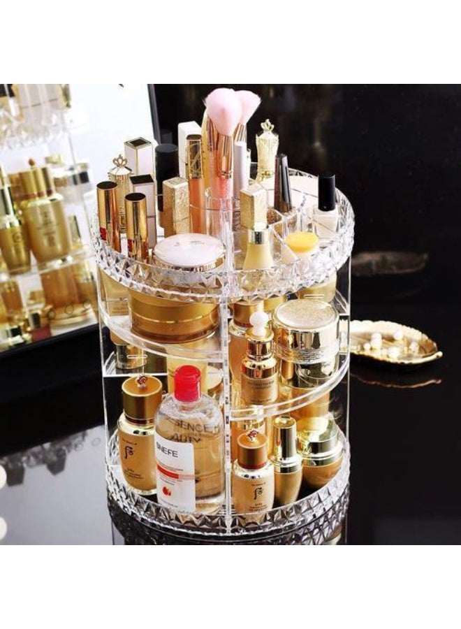 منظم مكياج دوار 360 درجة قابل للتعديل ومتعدد الوظائف من الاكريليك لتخزين مستحضرات التجميل - Image 5