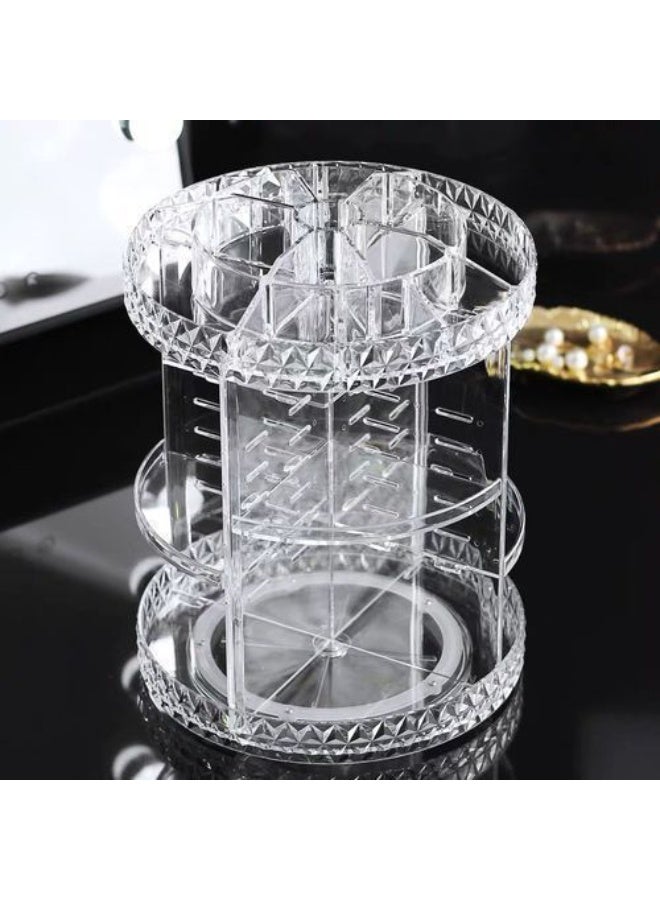 منظم مكياج دوار 360 درجة قابل للتعديل ومتعدد الوظائف من الاكريليك لتخزين مستحضرات التجميل - Image 2