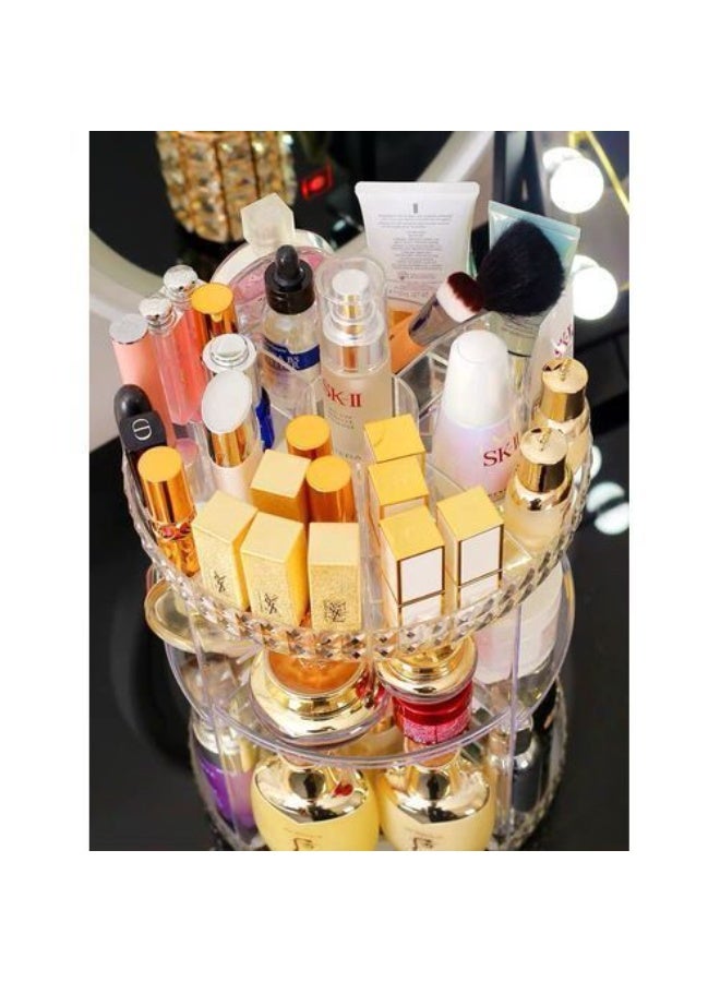منظم مكياج دوار 360 درجة قابل للتعديل ومتعدد الوظائف من الاكريليك لتخزين مستحضرات التجميل - Image 3
