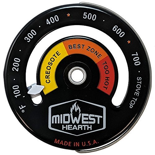 Midwest Hearth Wood Stove Thermometer  Magnetic Stove Top Meter Made in USA