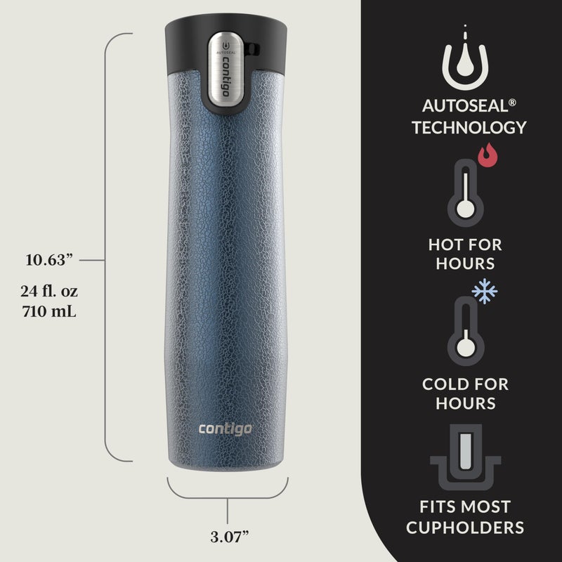ContigoÂ® AUTOSEALÂ® West Loop Vacuum-Insulated Stainless Steel Travel Mug with Easy-Clean Lid, 24 oz, Crystal Blueberry - Image 2