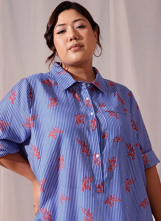 CURVY STREET Comfort Striped Cotton Casual Shirt for Women