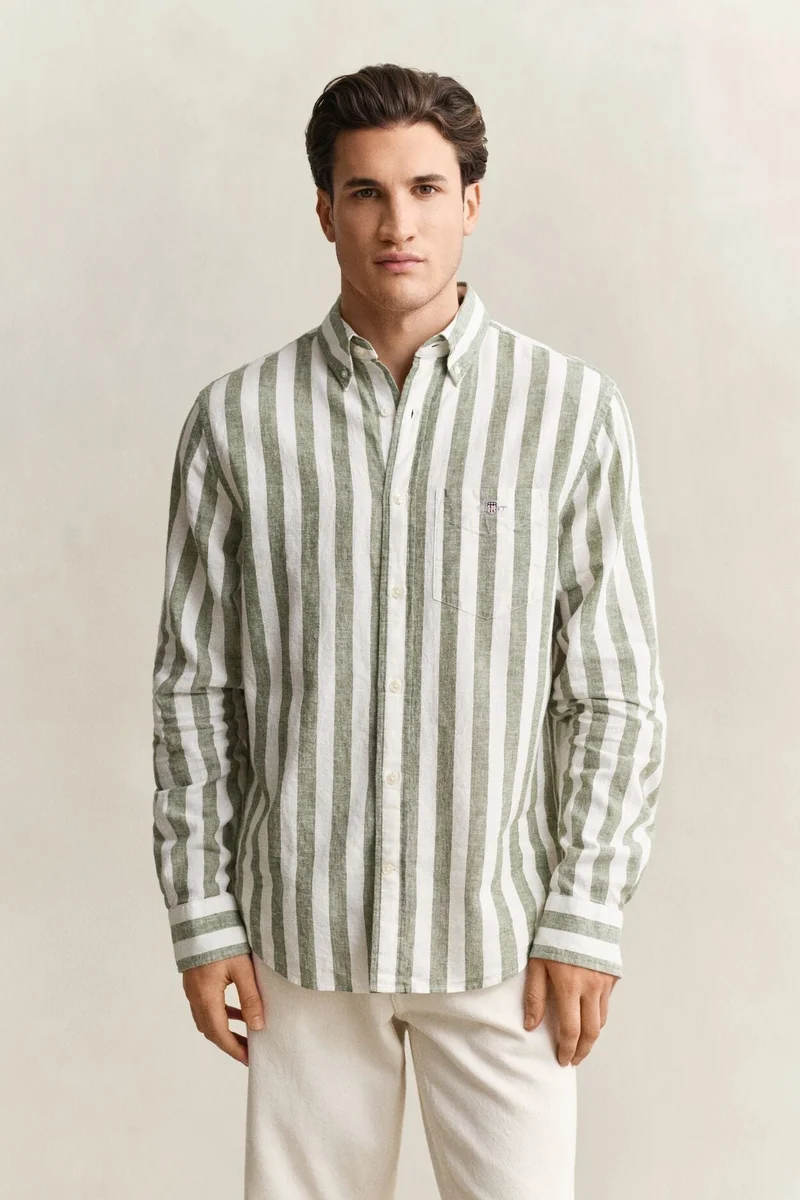 GANT Regular Cotton Linen Stripe Shirt
